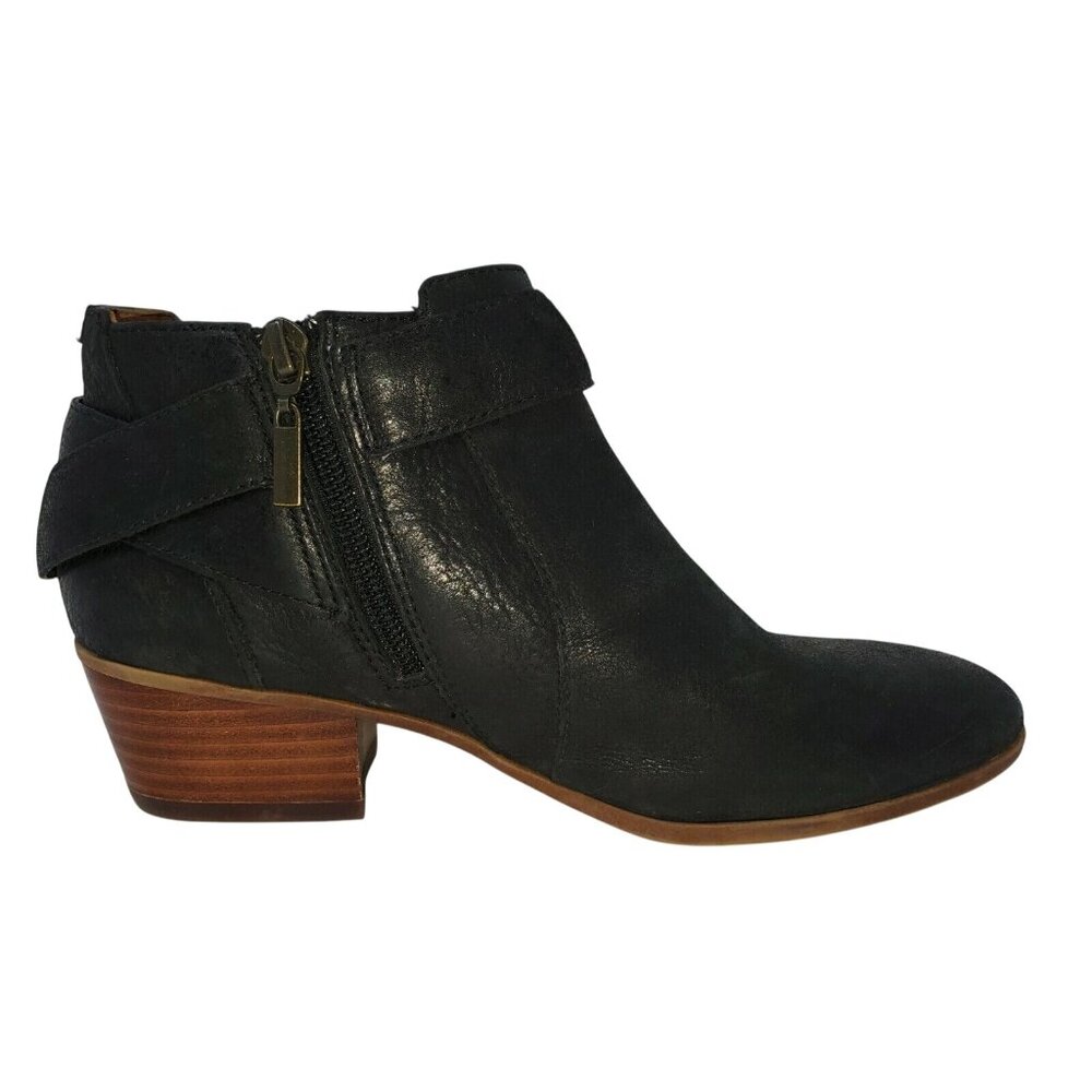 Clarks Ankle Boots Women's 6.5 M Spye Belle Black Leather Booties Harness Heeled - Picture 3 of 11